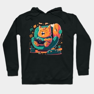 Orange Cat enjoy video game Hoodie